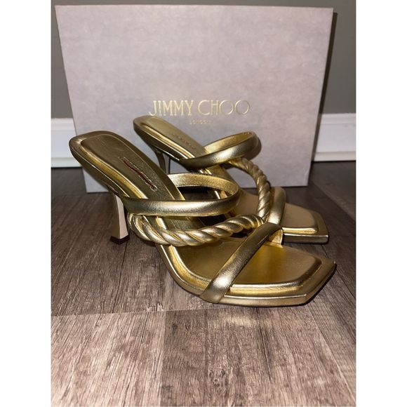 JIMMY CHOO Diosa 90 Metallic Leather Sandal - Picture 4 of 9